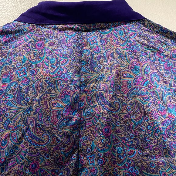 Vintage Victoria's Secret Royal Purple Satin Paisley Robe - Picture 7 of 15